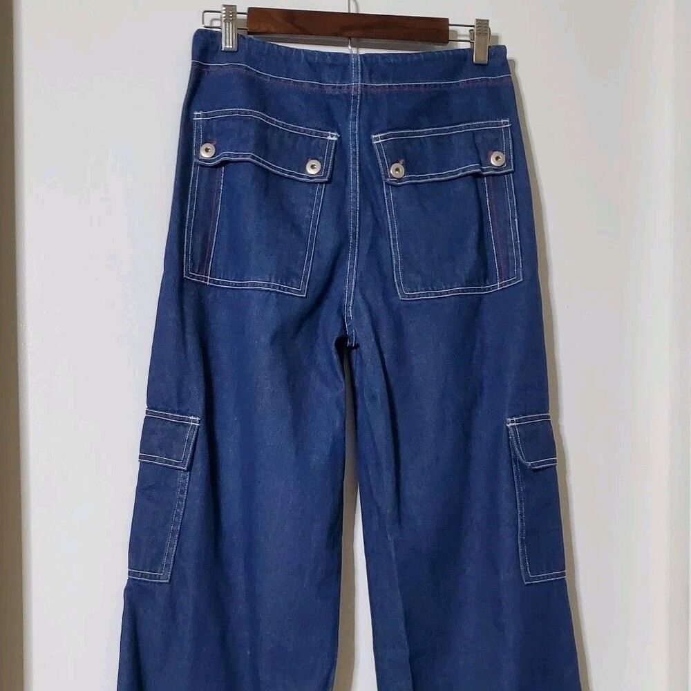 Vintage Rave 4 Real Cargo Jeans Size 7 Blue Y2K Baggy Utility Drawstring Womens - Picture 5 of 10